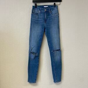 Good American Medium Wash Distressed Skinny Denim Jeans Size 2/26